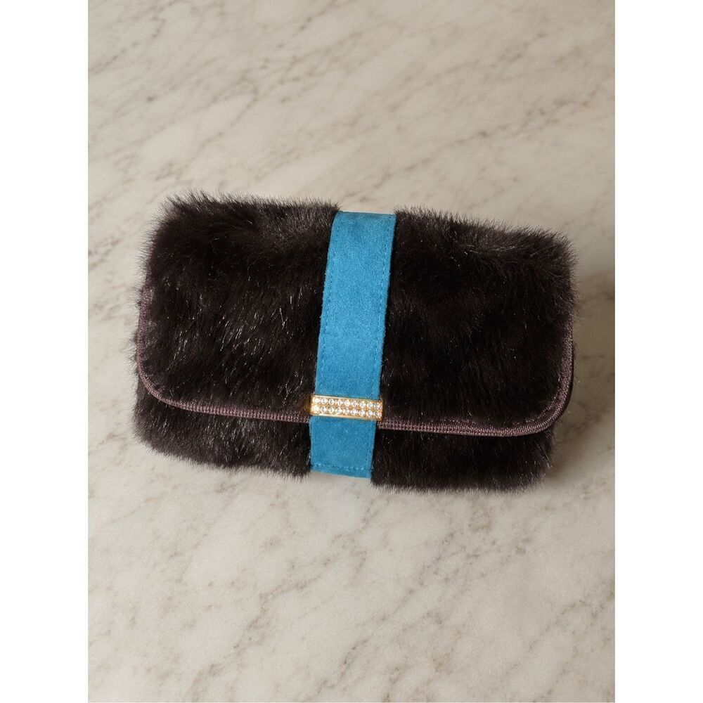 Stephanie Johnson Faux Fur Jewelry & Cosmetic Roll Organizer Travel
